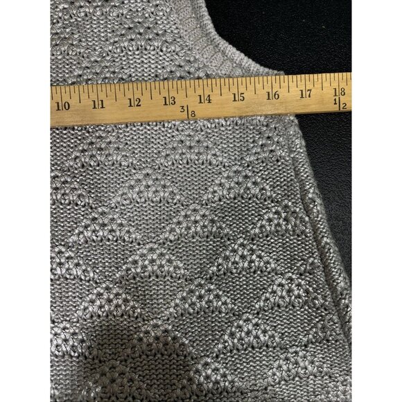 Moth Tank Top Womens M Silver Anthropologie Sana Open Sweater Knit Metallic Foil - Picture 6 of 7